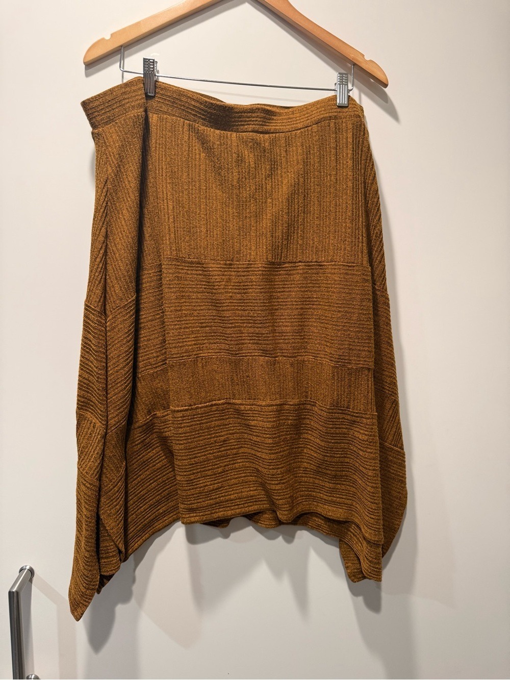 John Paul Richard Camel Ribbed Asymmetrical Skirt | XL